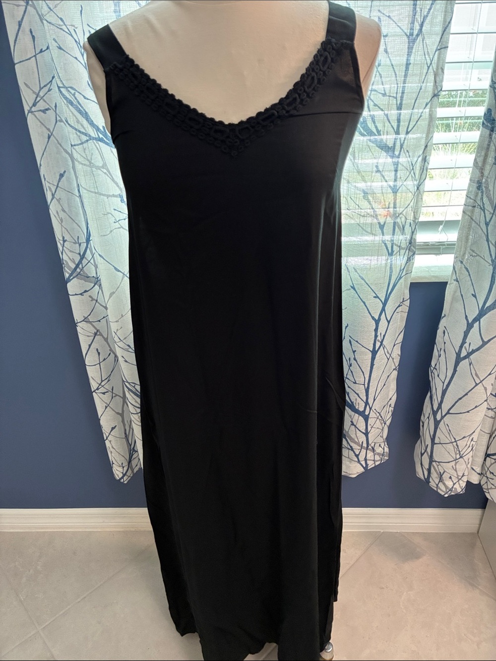 Soma Black Slip Dress with Decorative V-Neck
